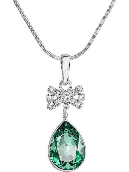 Κολιέ από ορείχαλκο με κρύσταλλο Swarovski emerald (F1119)