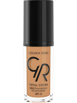 Golden Rose Total Cover 2 In 1 & Concealer 19 Caramel Liquid Foundation SPF15 30ml