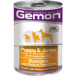 Monge Gemon Puppy & Junior Chunks with Chicken & Turkey 415gr