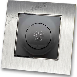 Ρεοστάτης Απλός (dimmer) 500W Μαύρος με Πλαίσιο Ασημί Μεταλλικό HSERIES LINEME 50-00110-2_50-00121-18