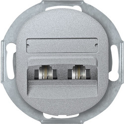EON E613.S Double telephone socket without cover frame 2xRJ12 6/4 Cat 3, silver