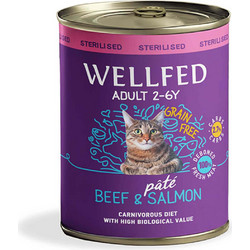 Wellfed Sterilised Adult Grain Free Pate with Beef & Salmon 400gr