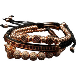 Ghetto Bracelet Set / 4Pcs Stainless Steel Rose Gold