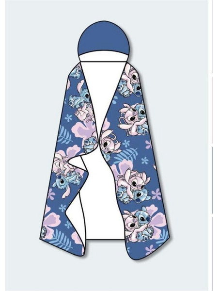 DISNEY - Stitch & Angel "Flowers" - Hooded Blanket 120x150cm