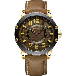 Curren Ανδρικό Ρολόι με Καφέ Δερμάτινο Λουράκι 8341 Brown