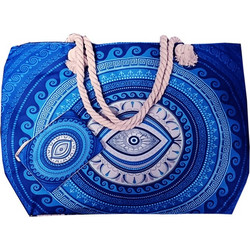 JOIN Τσάντα Παραλίας Χειρός 60x40x14cm Μέανδρος με Νεσσεσέρ Μπλέ