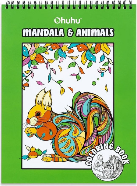 ΒΙΒΛΙΟ ΖΩΓΡΑΦΙΚΗΣ OHUHU BLEEDPROOF COLORING BOOK MANDALA ANIMALS Y44-83000-63