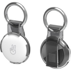 Θήκη σιλικόνης για AirTag με back clip και μπρελόκ Transparent Black