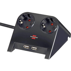 Brennenstuhl Πολύπριζο γραφείου με USB-Charger 2x USB-2.0 2100mA 1.8m Μαύρο