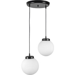 Heronia Lighting Κρεμαστό Φωτιστικό Οροφής Δίφωτο E27 Μαύρο Φ30cm 02-0317