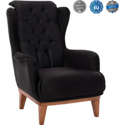 HomeMarkt Μπερζέρα Βελούδινη Μαύρη HM9313.01