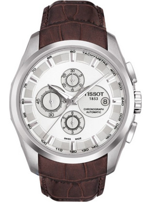 Tissot Couturier Ανδρικό Ρολόι Χρονογράφος Αυτόματο με Καφέ Δερμάτινο Λουράκι T035.627.16.031.00