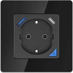 EXTRALINK Smart Life Wall Socket Set Pro | Smart Socket + Frame Set | Color Black, 230V, 1x Usb A, 1x Usb C, Wifi - (EX.35748)