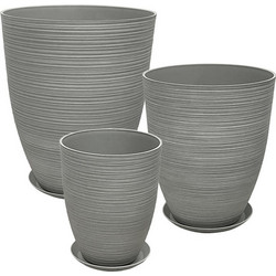 MarHome Stone Polyresin Σετ Κασπώ Γκρι Φ43x52.5 / Φ35x42.5 / Φ28x34.5cm 6τμχ