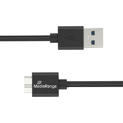 MediaRange USB-A To Micro-B Usb 3.0 Charge And Sync Cable, Usb 3.0, 5 Gbps, 5W max. 50cm, Black - (MRCS239)