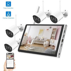 WiFi Ασύρματο Σύστημα CCTV 4 Κάμερες HD 1080P με Οθόνη 10,1 Ιντσών Ai Smart NVR Kit