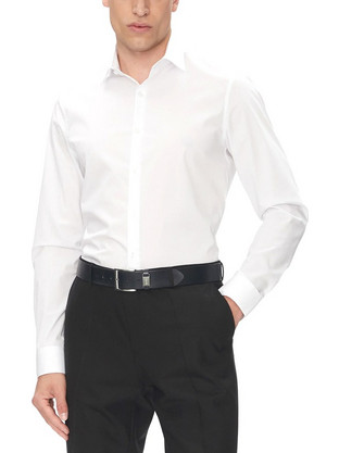 Calvin Klein Ανδρικό Πουκάμισο Βαμβακερό Μακρυμάνικο Κανονική Γραμμή Λευκό LV019EU000-XO0