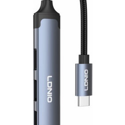 Ldnio Ds-104C Hub Adapter Type-C To 3X Usb 2.0,1X 3.5Mm Audio Μετάδοση Δεδομένων Και Φόρτιση Κινητού Τηλεφώνου
