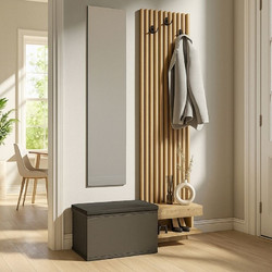 Έπιπλο εισόδου Dumont Megapap χρώμα ανθρακί - sepet oak 104,8x35x198εκ
