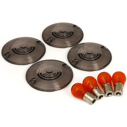 Σετ Φιμέ Κρύσταλλα Φλας για Harley Davidson '86-'24 with screw mounted 3-1/4" flat lens turn signals | Turn signal flat lens kit, smoke
