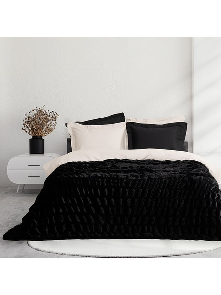 Κουβέρτα Fleece Υπέρδιπλη 220X240 Nima Mossy Black (220x240)