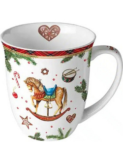 Mug Porcelain 0.4L Classic Rocking Horse White