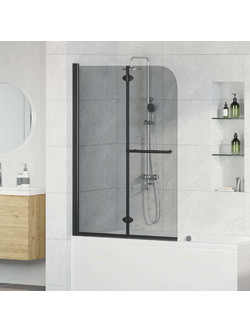 Καλυμμα Ντους Μαύρο 95 x 140 cm ESG Γυαλί και Αλουμίνιο 42018545
