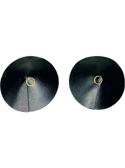 PU Leather Nipple Covers Ring - Gold