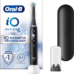 Oral-B iO Series 6 Black Lava Ηλεκτρική Οδοντόβουρτσα με Χρονομετρητή Αισθητήρα Πίεσης & Μαύρη Θήκη Ταξιδίου