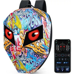 Σακίδιο Αναβάτη Graffiti με Οθόνη Led Σκληρό Κέλυφος, Smart App - Iron Man Graffiti Backpack