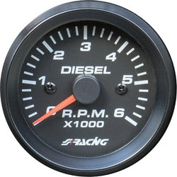 ΣΤΡΟΦΟΜΕΤΡΟ ΜΑΥΡΟ ΓΙΑ DIESEL 0-6000RPM ΠΟΡΤΟΚΑΛΙ ΦΩΣ