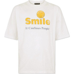 DSQUARED2 SMILEY DYED AND DESTROYED LOOSE T-SHIRT ΜΠΛΟΥΖΑ S74GD1548 D20108 100-WHITE