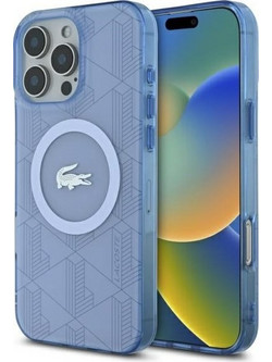LACOSTE Iphone 16 Pro 6.3 Light Blue Hardcase Iml Blend Monogram Mag - (LCHMP16LUBSLB)