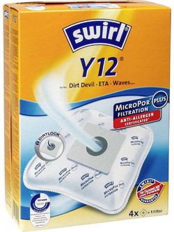 Swirl Y12 Σακούλες Σκούπας 4τμχ Συμβατές με Σκούπα Dirt Devil / ETA / Hoover