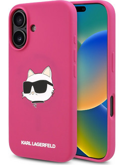 Karl Lagerfeld Magsafe Silicone Case Choupette's Head Θήκη προστασίας από σιλικόνη - iPhone 16 Fuchsia - KLHMP16SSCHPPLF