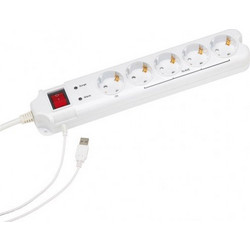 Gembird Πολύπριζο Aσφαλείας 6 Θέσεων με USB-A, Διακόπτη και Καλώδιο 1.8m