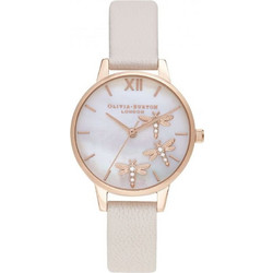 Olivia Burton Dancing Dragonfly Γυναικείο Ρολόι με Ροζ Δερμάτινο Λουράκι OB16GB01
