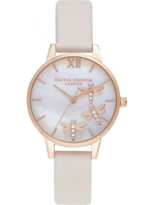 Olivia Burton Dancing Dragonfly Γυναικείο Ρολόι με Ροζ Δερμάτινο Λουράκι OB16GB01