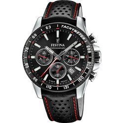 Festina Ανδρικό Ρολόι Χρονογράφος με Μαύρο Δερμάτινο Λουράκι F20561/4