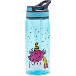 Yolo Unicorn Παιδικό Μπουκάλι Πλαστικό BPA Free με Καλαμάκι Γαλάζιο 500ml