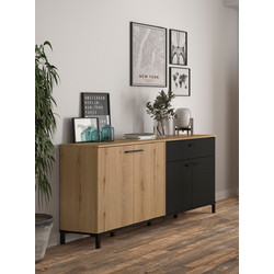 Trust Μπουφές με 4 πόρτες & 1 συρτάρι 180x40x81εκ. Helvezia Oak / Black