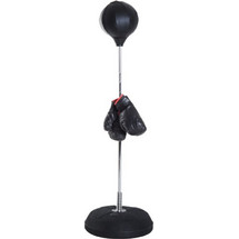 HOMCOM Ρυθμιζόμενη μπάλα πυγμαχίας σε ύψος 126-144 cm με γάντια, αντλία και βάση βάρους Μαύρη A91-059BK