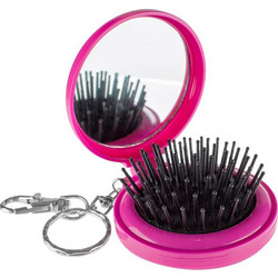Μπρελόκ Mini Βούρτσα Καθρέφτης Φούξια Travel Size 7cm