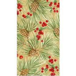 Χαρτοπετσέτες Guest Evergreen Berries Gold 10.8x19.8cm Caspari (15 Tεμάχια)