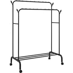 Διπλή Tροχήλατη Κρεμάστρα Δαπέδου 110x55x150cm με 1 Ράφι