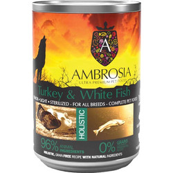 Ambrosia Holistic Grain Free Senior Light Sterilised Turkey & White Fish 400gr