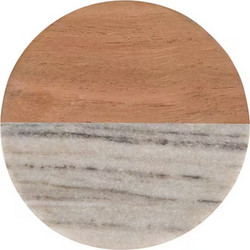 Maxwell & Williams Σουβέρ 10cm Coaster Collective Στρογγυλό Μαρμάρινο Λευκό και Ακακία