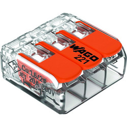 Κλέμα WAGO 221, 3 αγωγοί 0,02-4 mm - 221413