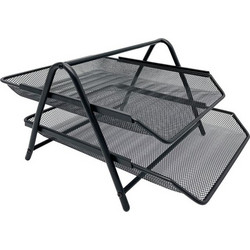 Metron Δίσκος Γραφείου Διπλός Μεταλλικός 29.5x35.5x20.5cm Μαύρο