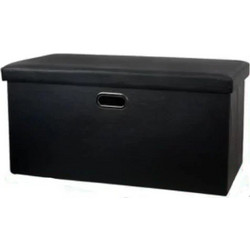 Pouf & Κουτί αποθήκευσης 2 σε 1 από PVC 76x38x38 cm Μαύρο 2208865
